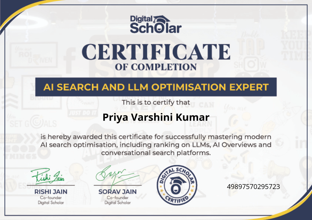 AI Search and LLM Optimisation Expert Certificate - Digital Scholar